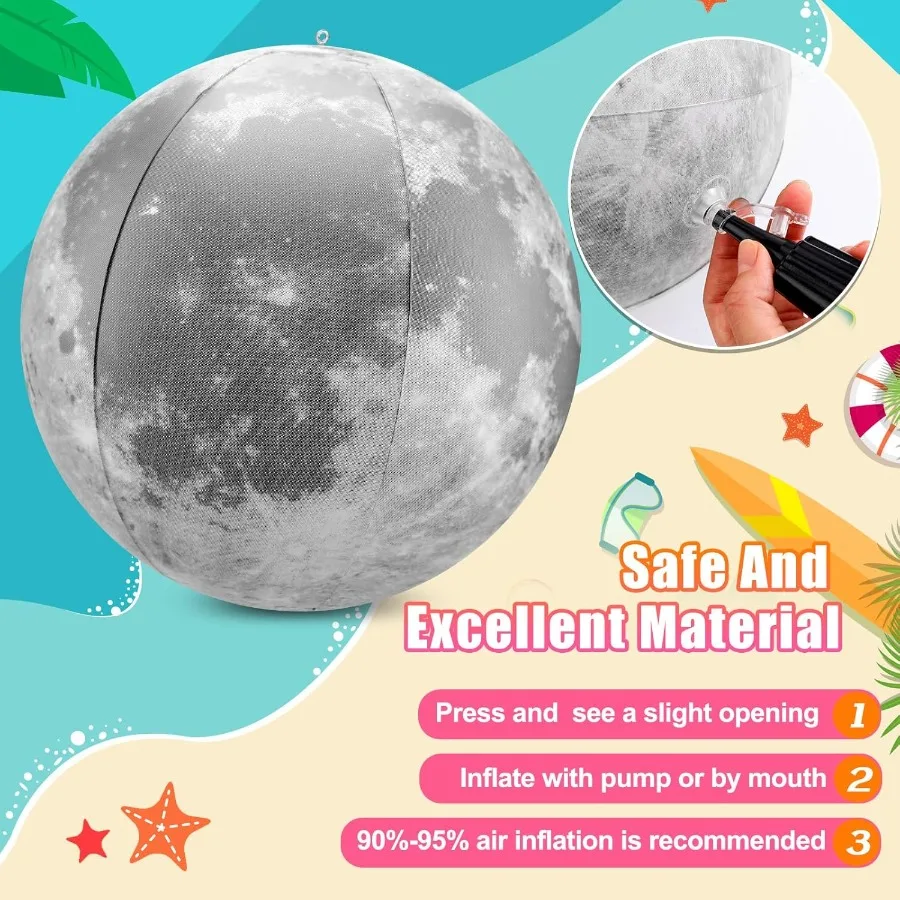 20 عبوة من كرات القمر البلاستيكية القابلة للنفخ على شكل قمر رمادي اللون وسائل تعليمية للعلوم كرة شاطئ على شكل كوكب للأطفال في حفلات أعياد الميلاد والفصول الدراسية