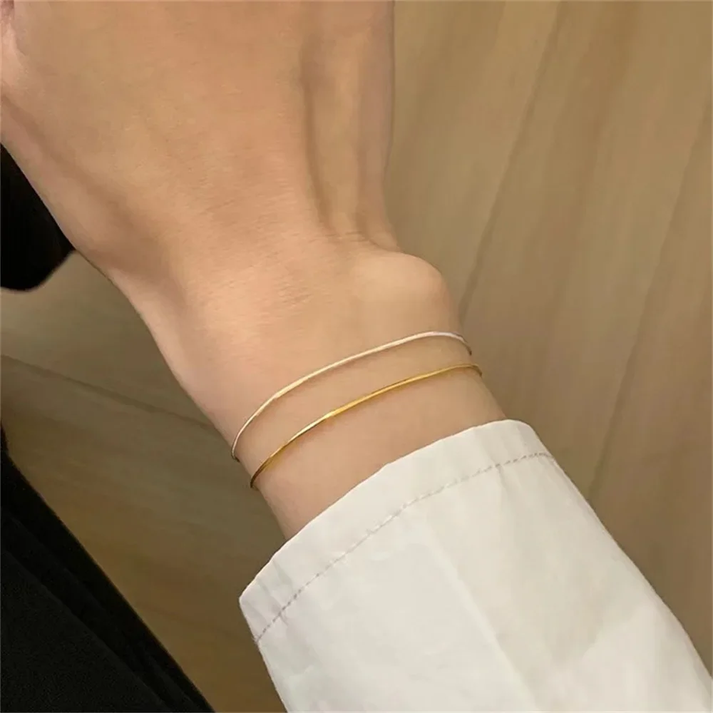 Nueva pulsera de cadena de serpiente de acero inoxidable ultrafina, pulsera Simple de Color dorado para mujer, accesorios de joyería de moda INS