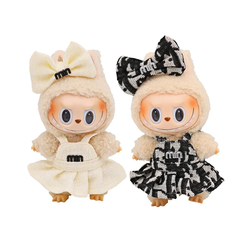 17cm Labubu Doll Princess Dress & Bow Tie 2-Piece Set, Cute Doll Clothes for Labubu V1/V2, Dressing Outfits Accessories