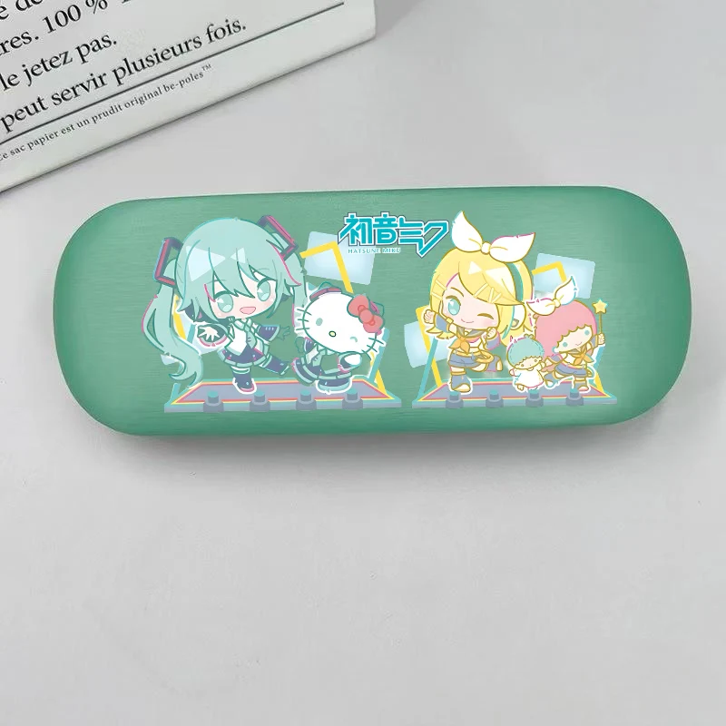 Hatsune Miku caja de gafas fundas para gafas cubierta dura caja para miopía soporte almacenamiento de gafas dibujos animados Anime niñas Protector de gafas regalo