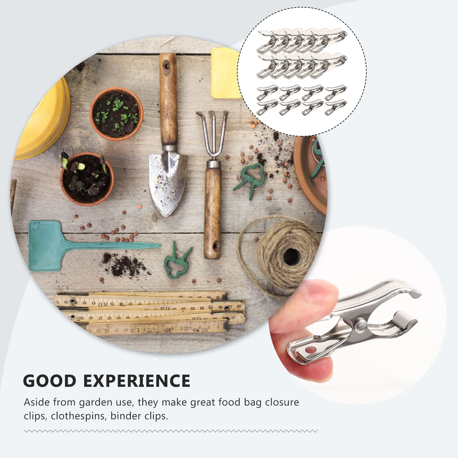 

40Pcs Garden Clips Stainless Steel Strong Spring Clamps for Greenhouse Netting Food Bag Closure Clothes Drying Multi Purpose