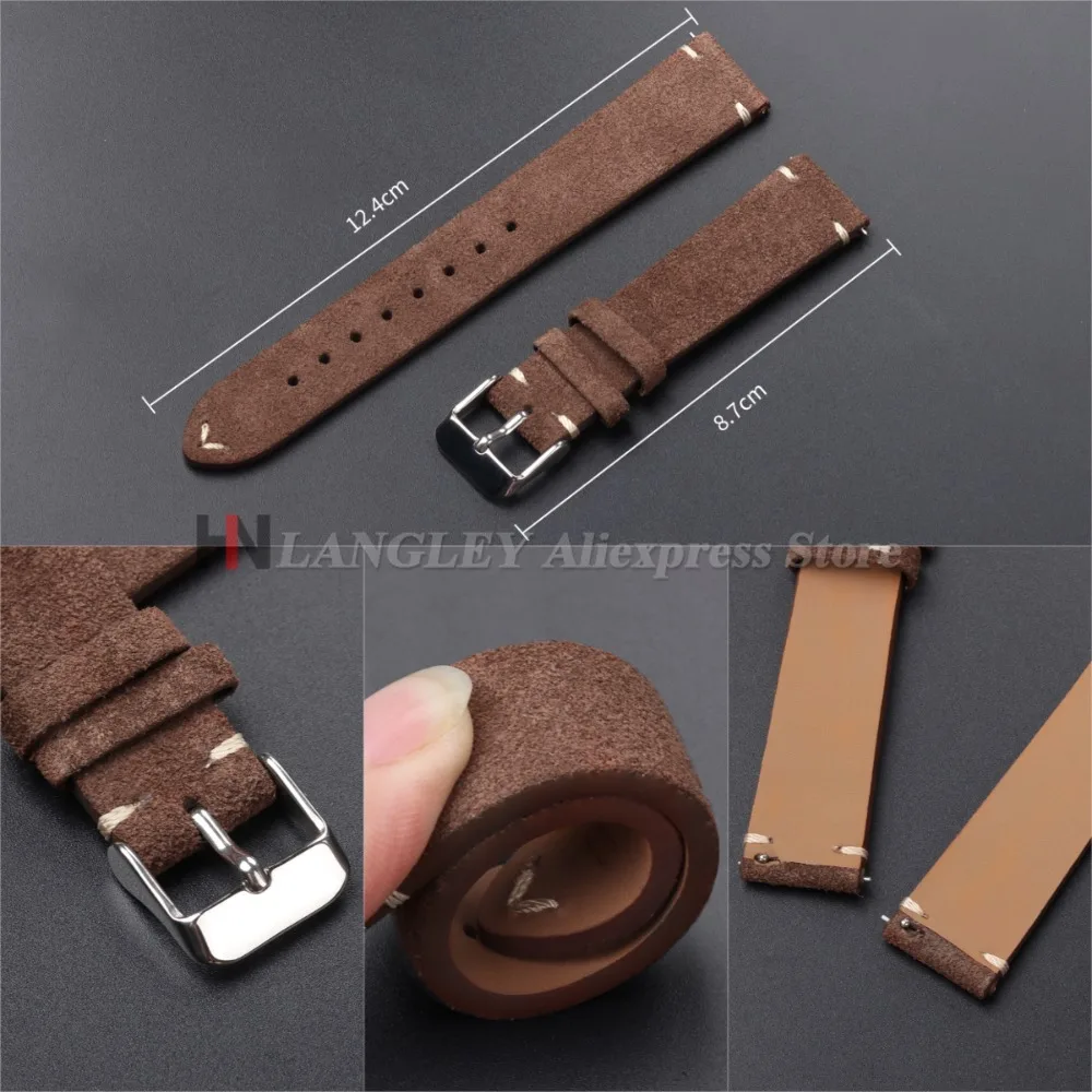 Quick Release Soft Suede Watch Strap for Seiko 18/20/22mm for Huawei Watch Gt5/Gt4 Bracelet 14/16mm Women Men Calfskin Wristband image 6