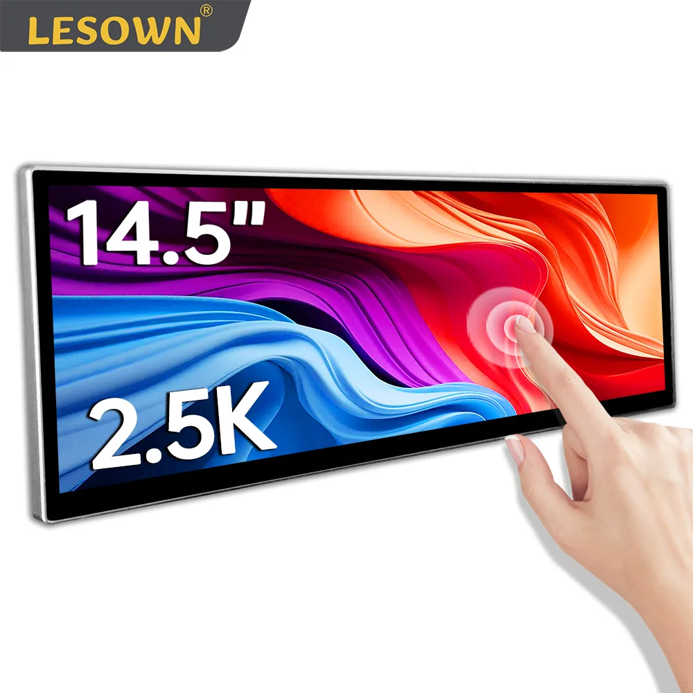 

LESOWN 14,5 "2,5K 2560x720 IPS бар сенсорный монитор ЖК-портативный дополнительный дисплей для портативных ПК AIDA64 мониторинг процессора/GPU