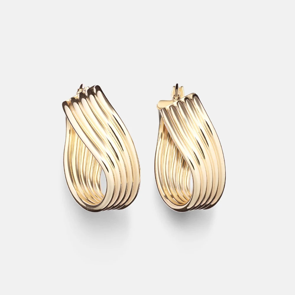 Elegant Texture Twist Hoop Earrings Woman Accesories Wholesale Creative Stainless Steel Round Circle Earrings Wedding Jewelry