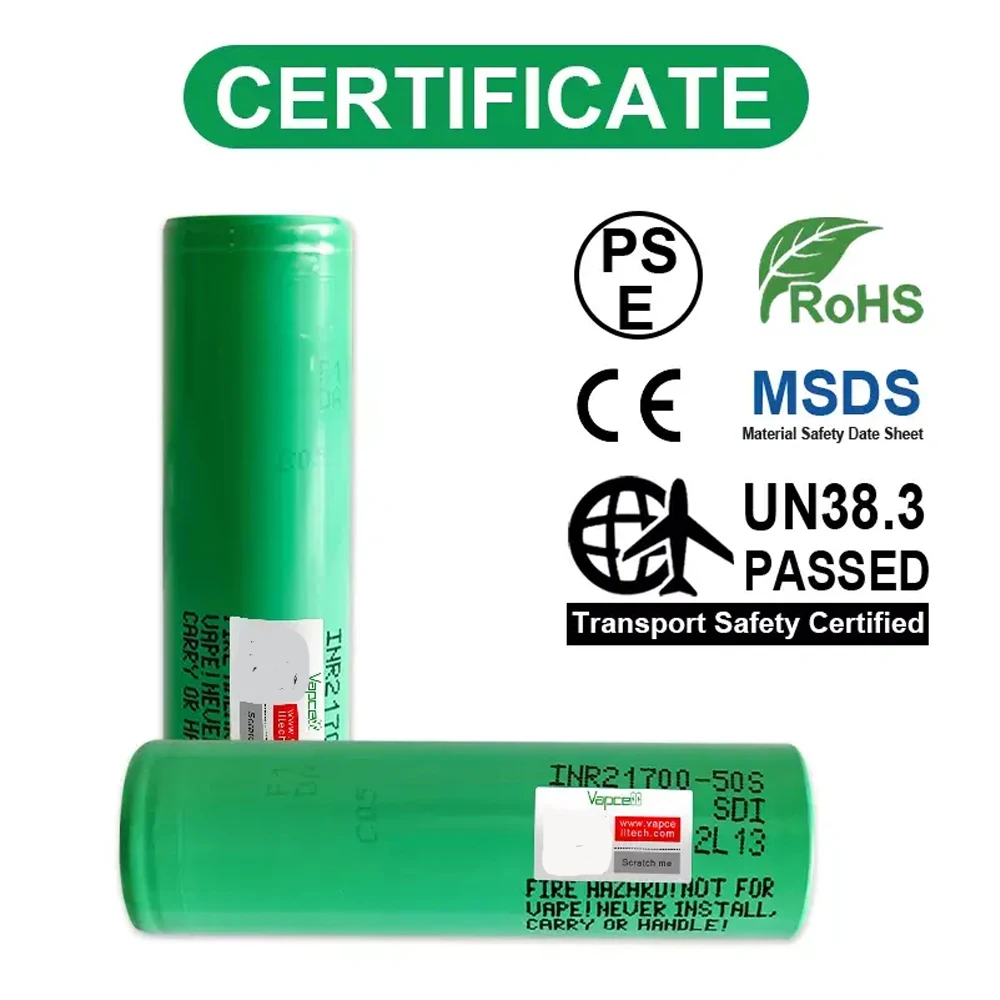 1-8 Stuks 50S Inr 21700 5000 Mah 25/40A 3.7V Lithium Batterijen Oplaadbare Sterkste Ontlading 21700 Mobiele Voor Batterij Gereedschap