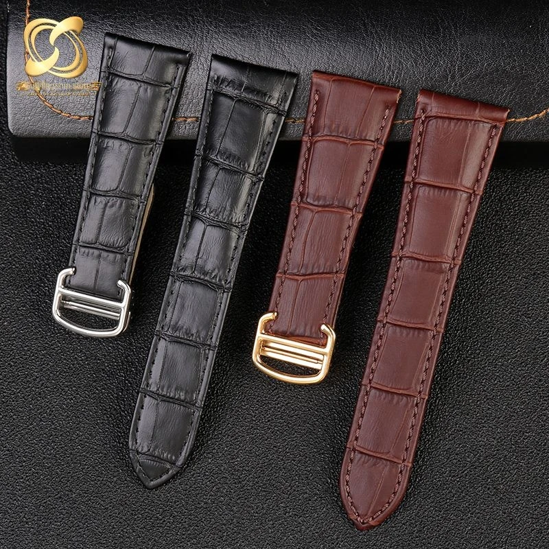 Genuine Leather Watch Band For Cartier Tank Men\'s Calibre Bull Belt London SOLO Mechanical Watch Strap 17mm 20mm 23mm 25mm