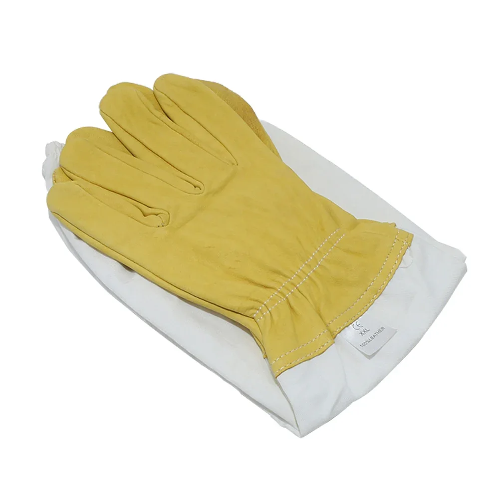 2Pair Beekeeping Gloves Sheepskin/Linen Gloves Anti-bee Anti-sting Long Sleeves Ventilated Apiculture Beekeeper Bee Keeping Tool