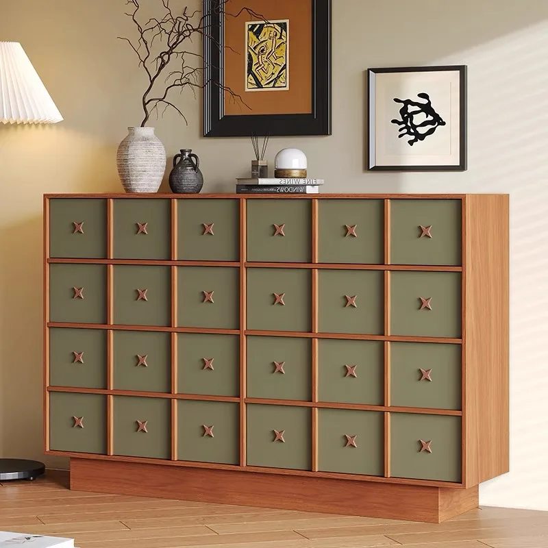 خزانة دلو على الطراز، خزانة تخزين أرضية منزلية لغرفة النوم وغرفة المعيشة في العصور الوسطى، خزانة جانبية فنية كاملة #2