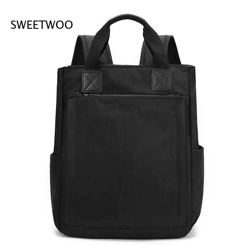 Women Multi Purpose Nylon Tote Backpack Dual Top Handles Large Capacity Water Resistant Bag for Work School Daily Commute
