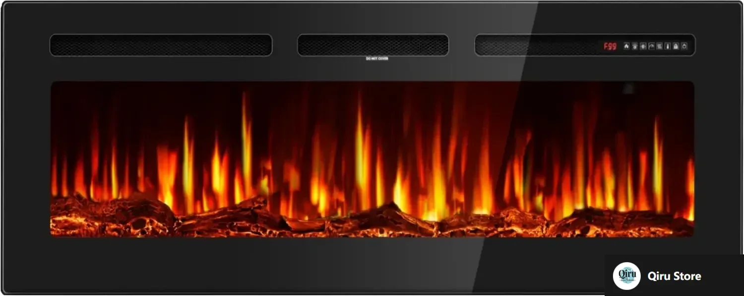 

50 Inch Electric Fireplace in-Wall Recessed and Wall Mounted, Ultra-Thin Linear Fireplace Heater 750/1500W with Realistic Flame
