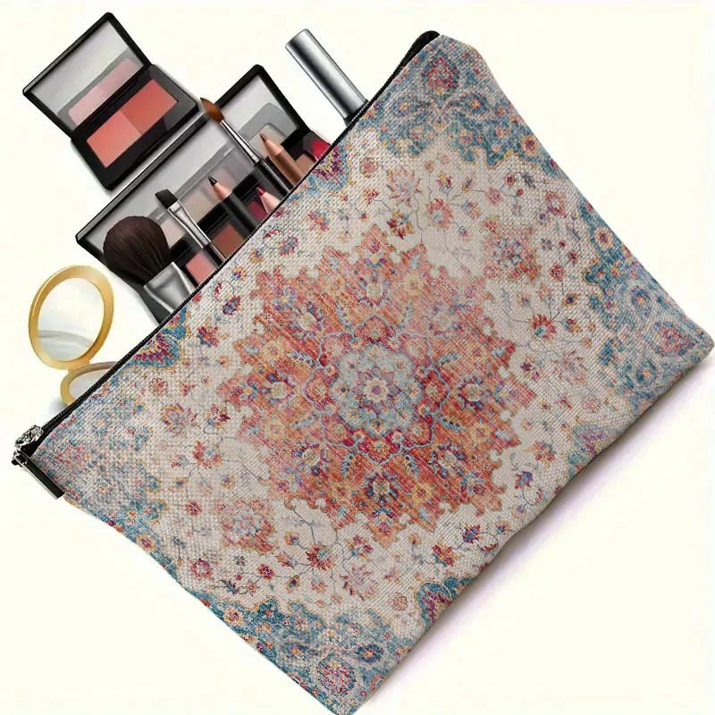 

Boho Ethnic Style Cosmetic Bag Portable Multifunctional Storage Bag Travel Toiletry Bag Large Capacity Makeup Pouch For Girls