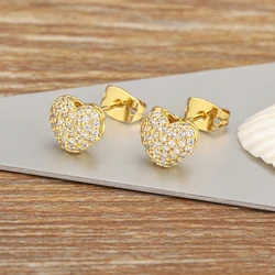 Nidin Light Luxury Trendy Heart Shape Sparkling Zircon Charm Earrings For Women Girl Dating Ear Jewelry Elegant Aesthetic Gifts