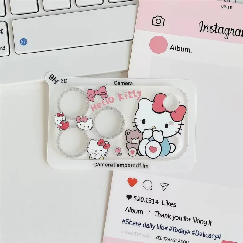 Cute Cartoon Hello Kitty Camera Protector Lens Film For IPhone 18 17 16 15 14 13 Pro Max HD Protective Glass Full Cover