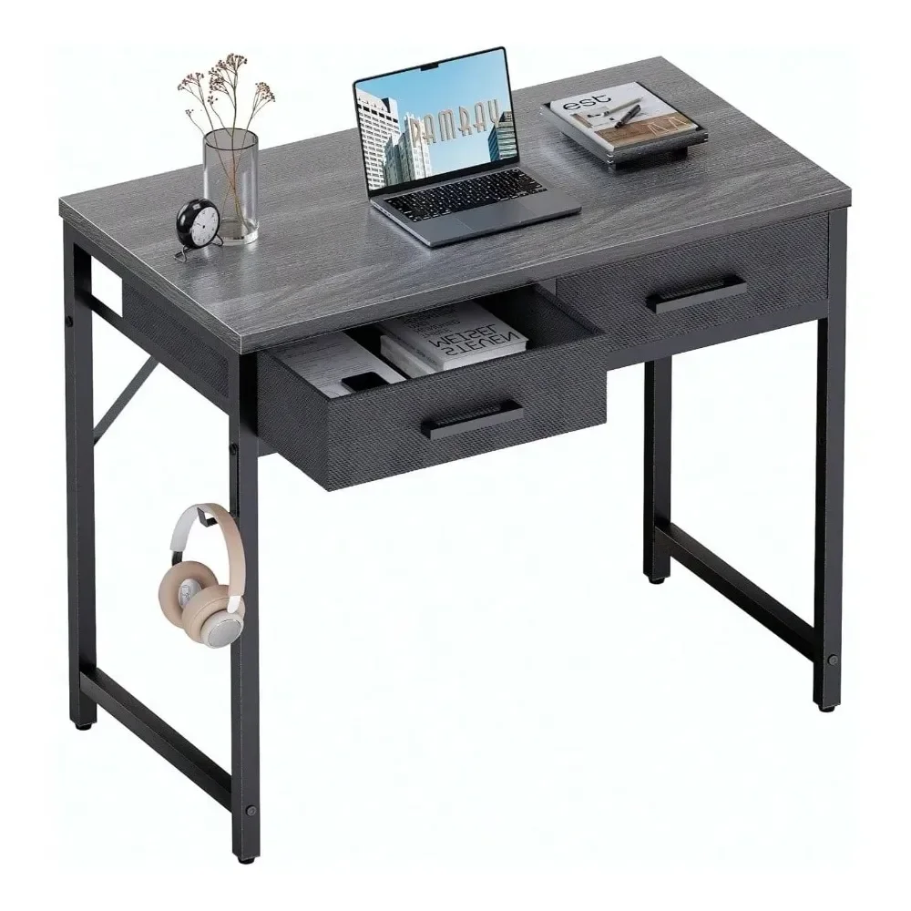 

desk office computer desk tableInch Small Computer Desk With 2 Drawers Bedroom Study Writing Home Office Table Small Spaces Blac