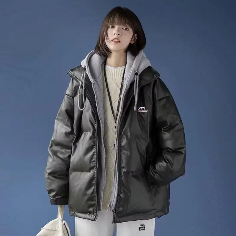 معطف شتوي للرجال من Thiened Fce مبطن بالخبز بسيط Sle Harajuku INS عصري ياباني من القطن Jaet للشباب غير رسمي طويل Sve