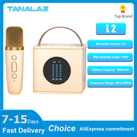 TANALAZ L2 Karaoke Machine Portable Bluetooth 5.0 PA Speaker System with 1-2 Wireless Microphones Family Singing Childr's Gifts