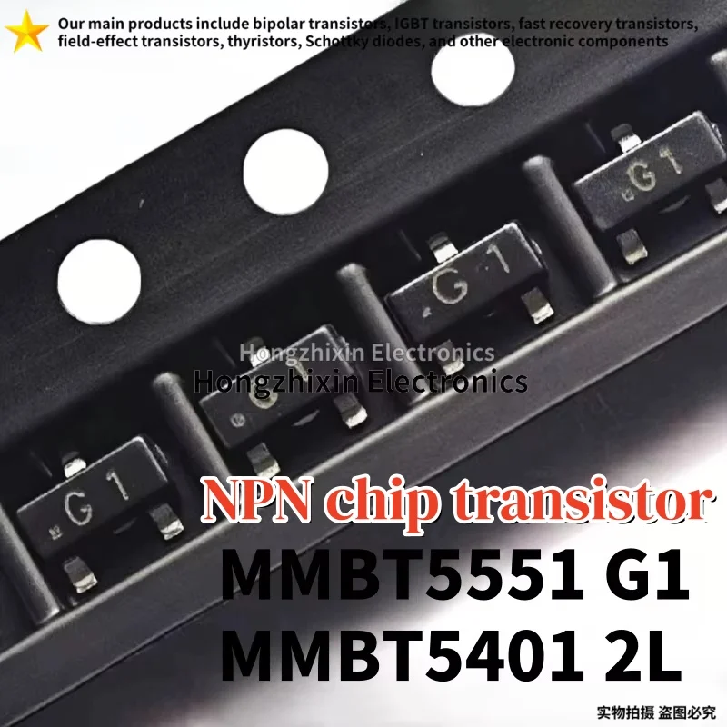 100PCS NEW MMBT5551LT1G MMBT5551 2N5551 G1,MMBT5401 2N5401 2L SOT-23 Surface mount transistor