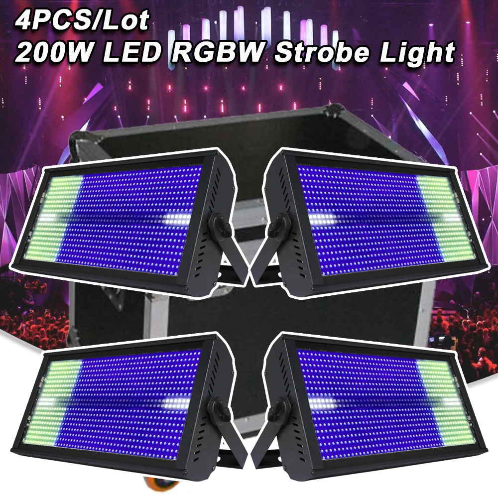 4 ชิ้น/ล็อต LED 200W Strobe RGBW 48 + 8 Segement DMX Club Party ในร่มแสงเวทีสําหรับ Dj Disco Wash Strobe Effect งานแต่งงานไฟ