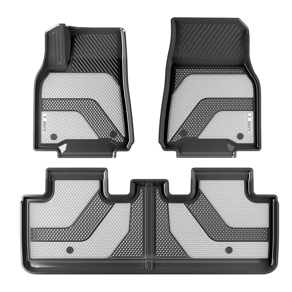 Floor Mats Cargo Liners for Tesla Model Y 2020 - 2024 2025 Model 3 Highland All Weather TPE Floor Trunk Mat Black Gray Two-Tone