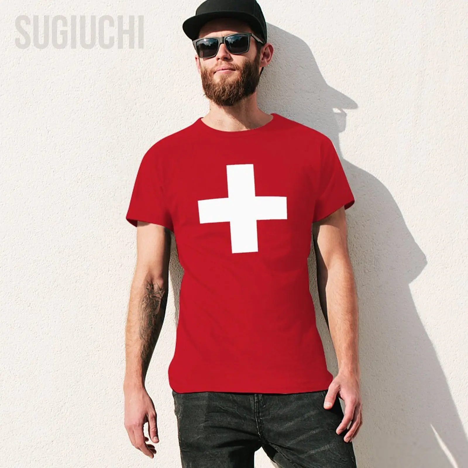 Unisex Switzerland Flag Swiss Men Tshirt Tees O-neck T Shirts Women Boys 100% Cotton T-Shirt