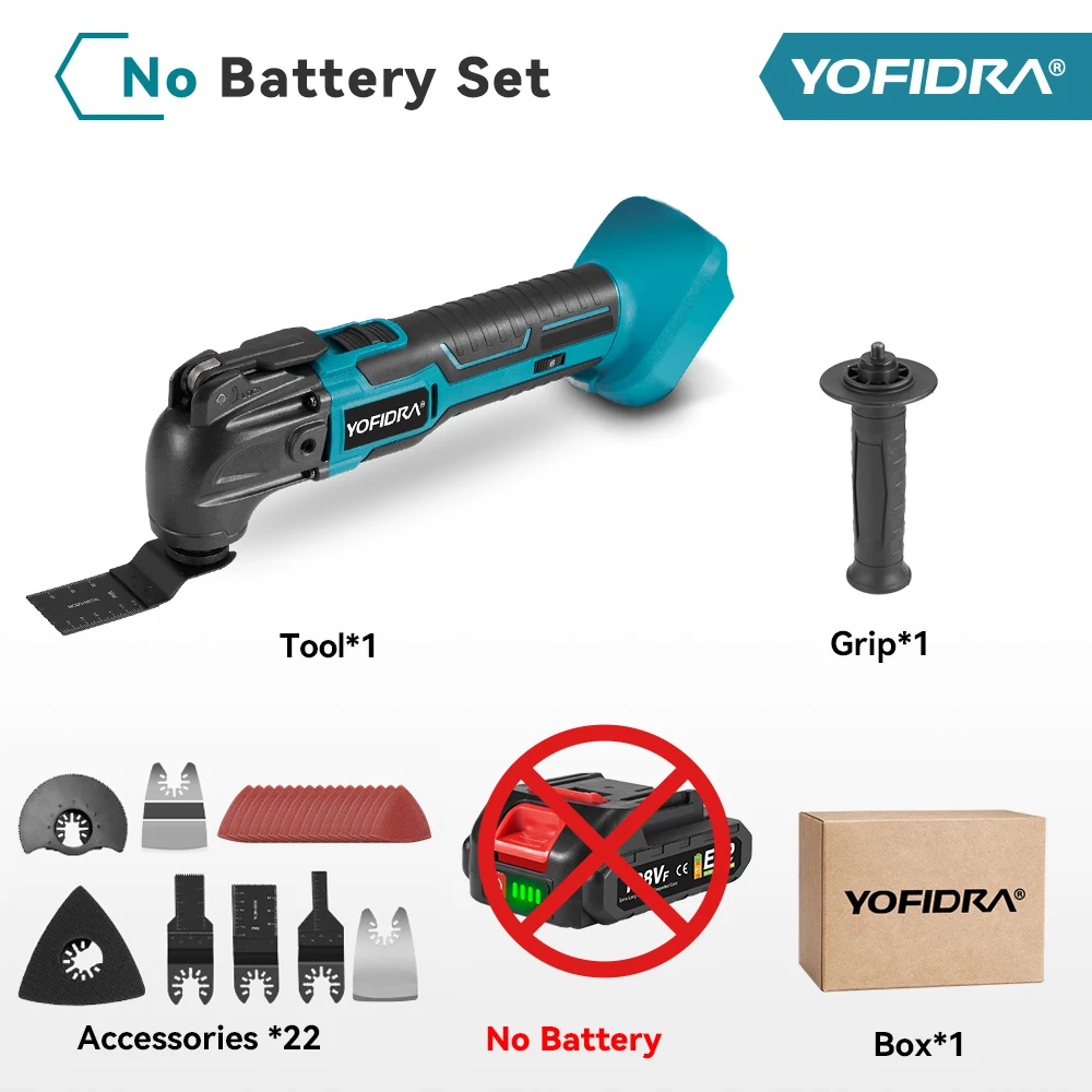 YOFIDRA 6-Gang-Oszillier-Multitool mit 20.000 OPM Elektrisches Holzbearbeitungs-Renovierungs- und Trimmerwerkzeug für Makita 21V Akku