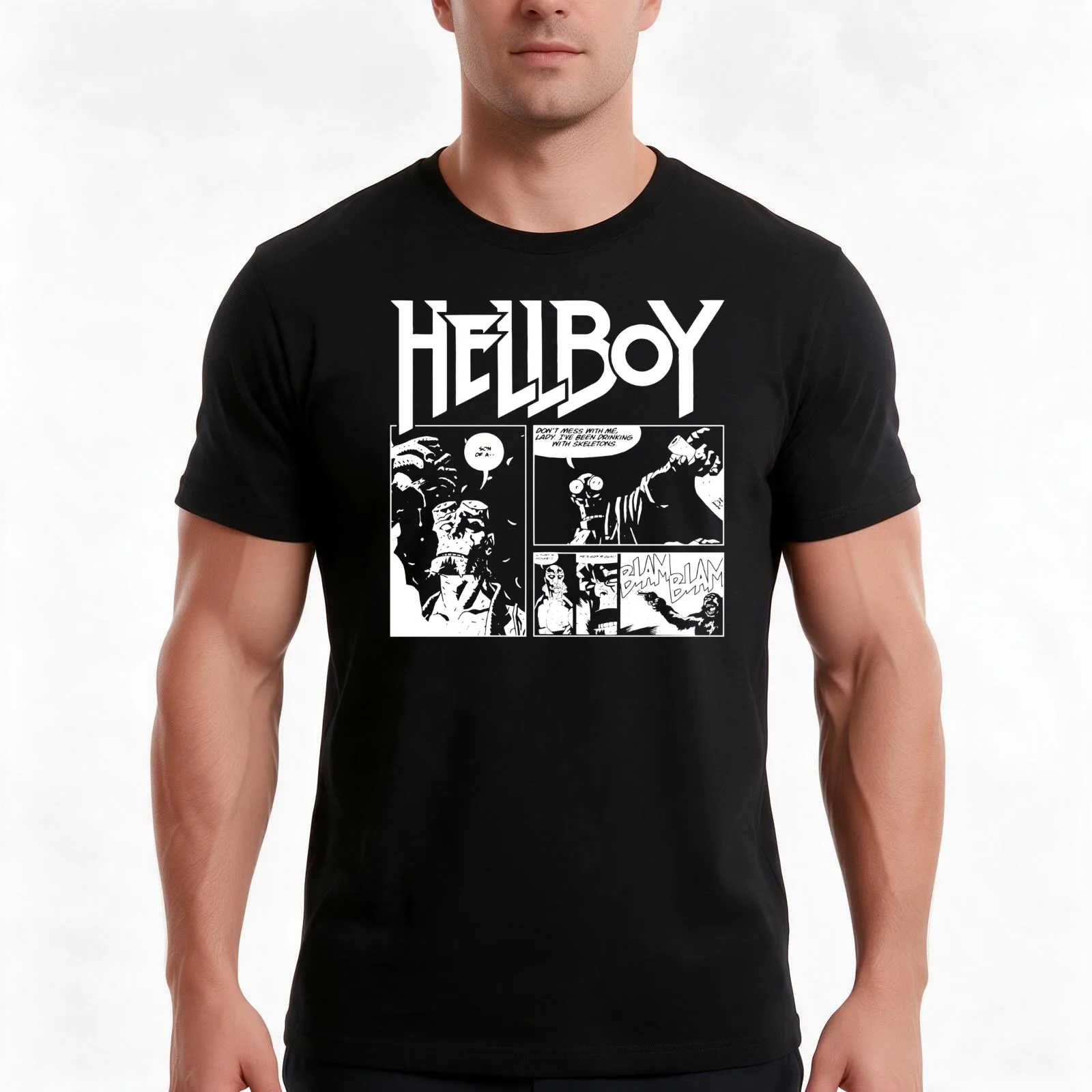 Hellboy Collection T-Shirt Summer Casual Cotton Tee Oversized Streetwear Tops Vintage Graphic Print Loose Fit Short Sleeve