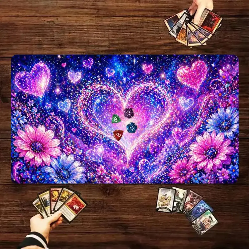 Glitter Sparkle Heart TCG Large Mouse Pad Smooth Durable Trading Card Desk Mat Stitched Edge Non‑Slip Play Mat Office PC GameMat