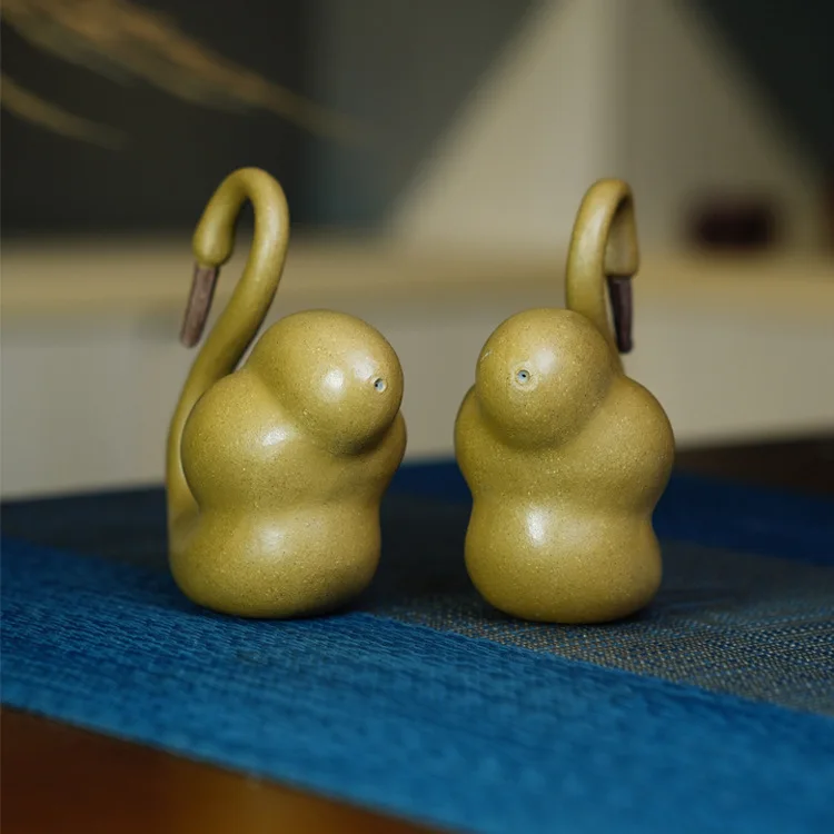 Forever Together Swan Pet Sculpture Ornament Yixing Purple Clay Original Ore Clay Creative Artistic Accessory Set Tea