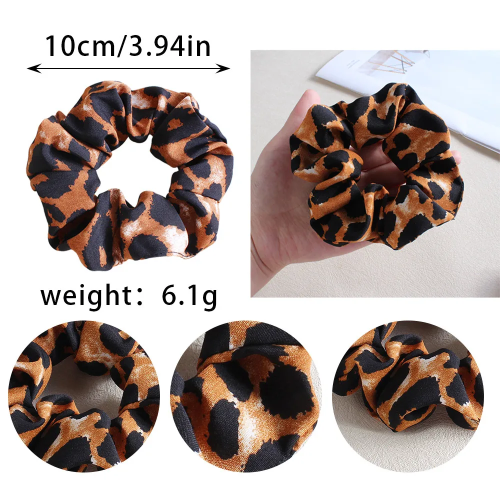 Ikat Rambut Motif Leopard Besar Premium untuk Kuncir Kuda, Ikat Rambut Bunga Besar, Aksesoris Rambut Temperamen