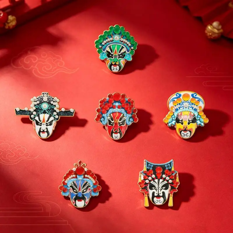 1Pcs Chinese Style Theatre Drama Emblem Peking Theatre Face Metal Brooch Holiday Gift Decoration Brooch Backpack Accessories