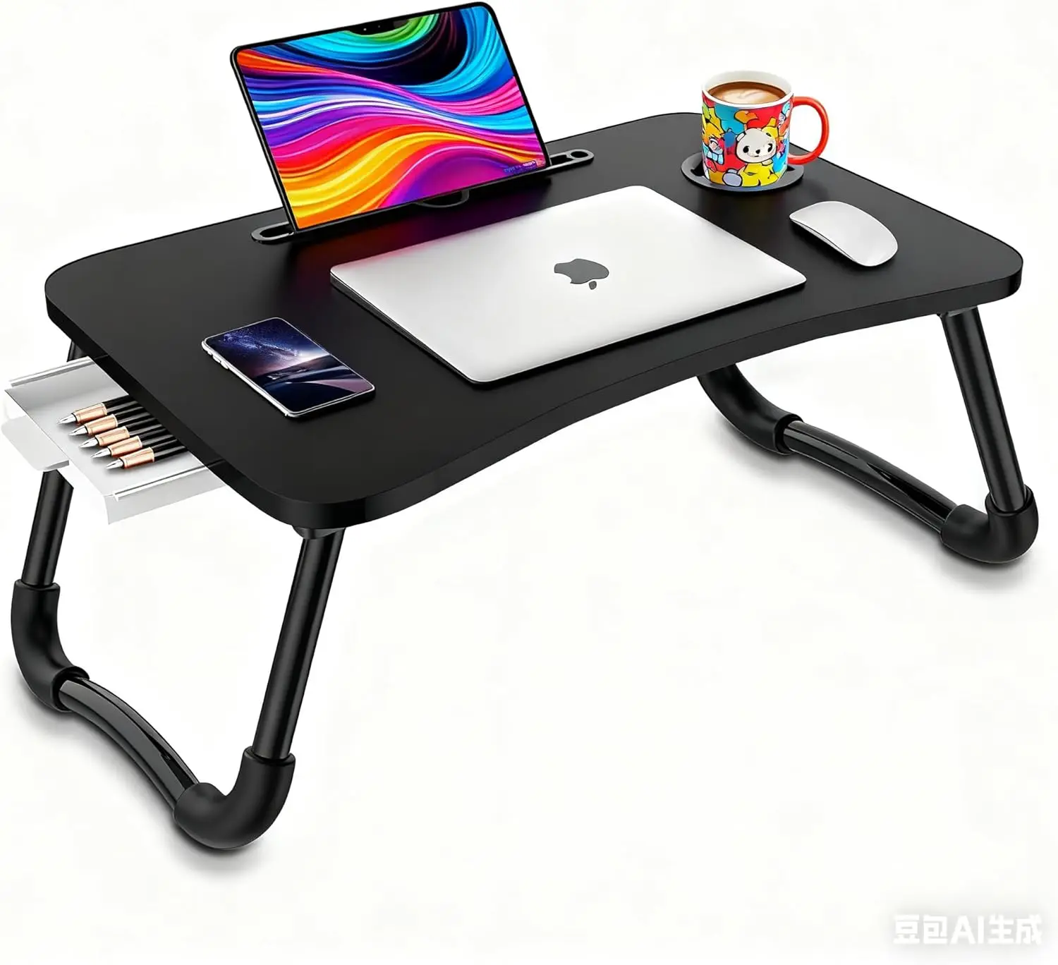 

Портативный складной столик для ноутбука с выдвижным ящиком и подстаканником, подставка-поднос для ноутбука на кровать/пол