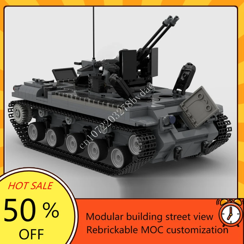 893PCS MOC  Weapon Series  M42 Duster AA SPG Destroyer Armored Car Model Building Blocks Brick DIY Assembly Toys Xmas Gift