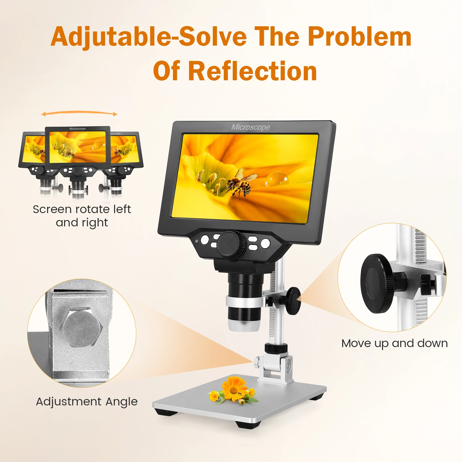 مجهر رقمي 7 بوصة 1200X USB مجهر مكبر للعملات المعدنية 1080p مجهر لحام الفيديو مع 10 مصابيح LED لنظام التشغيل Windows/Mac