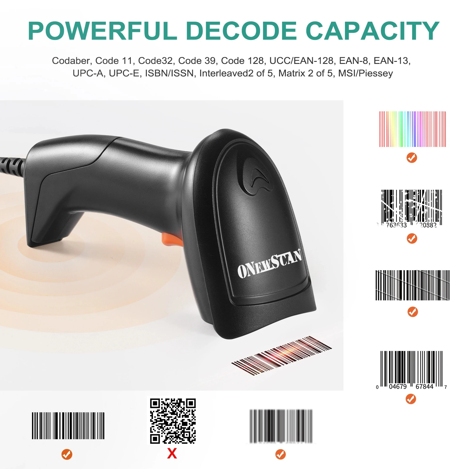 ماسح الباركود USB ليزر 1D مع سرعة نقل سريعة وسرعة المسح السريع #2