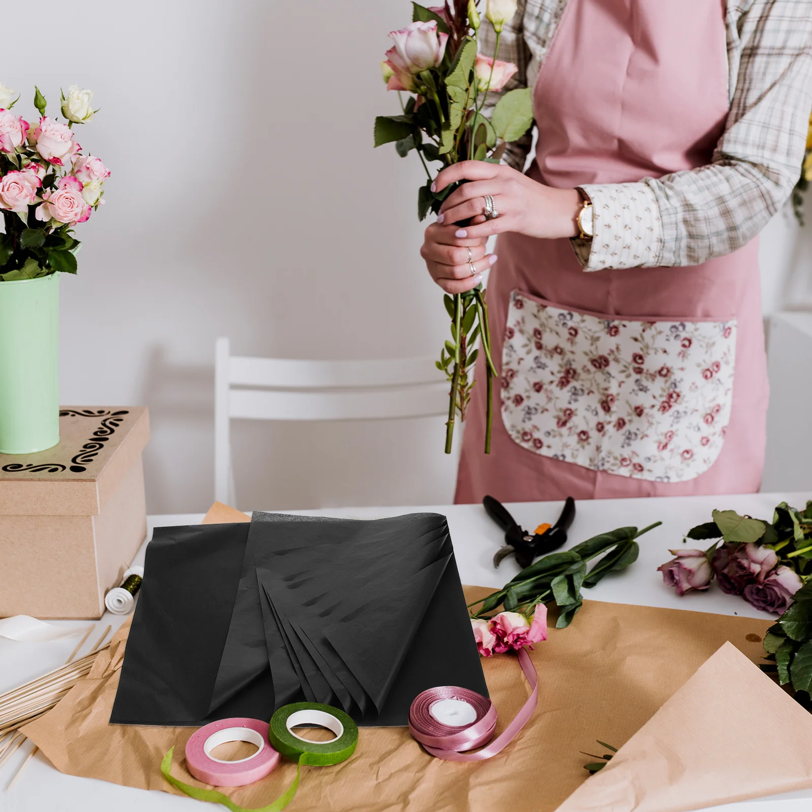 36 قطعة من أوراق المناديل الورقية لتغليف الهدايا للتغليف الحالي الإبداعي DIY بها بنفسك زهرة يلتف مشاريع فنية حرفية باقة بطانة عطلة #2