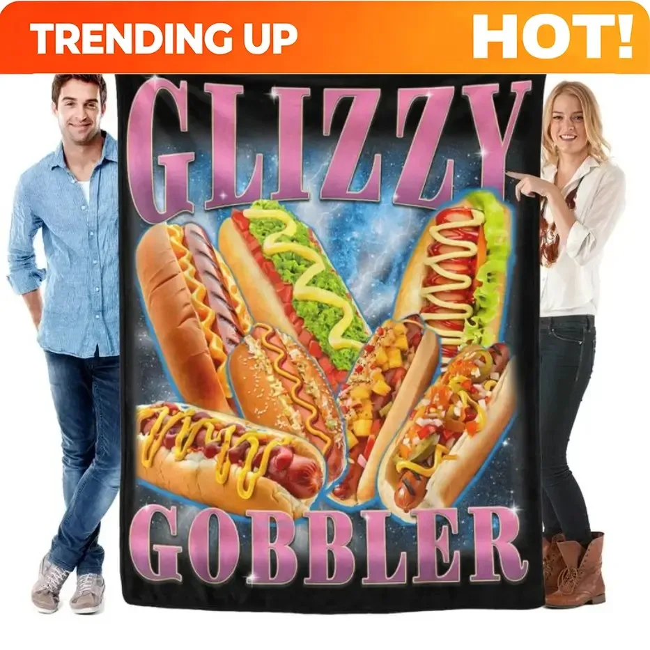 Customize Hot Dog Glizzy Gobbler Blanket - Soft Flannel Throw for Living Room, Lounging & Gatherings, Ideal Gift for Food Fan Fr