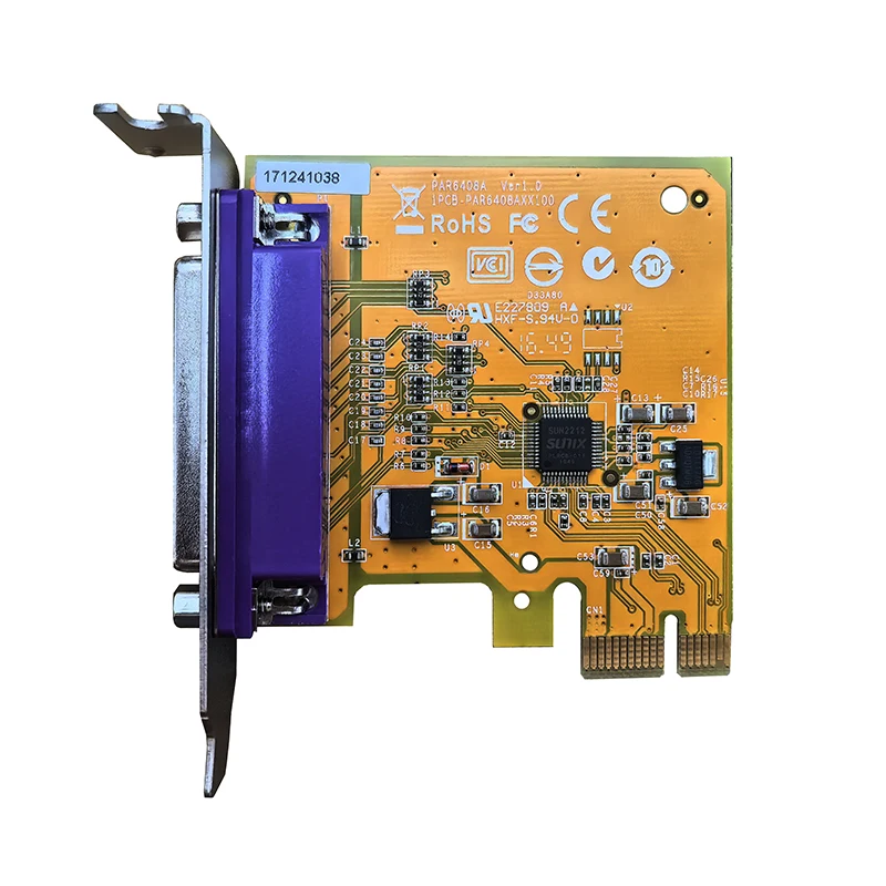 PAR6408A 1-портовая плата IEEE1284 Параллельная плата PCI Express Plug-n-Play SUN2212 SPP/ECP/EPP/BPP 25-контактный