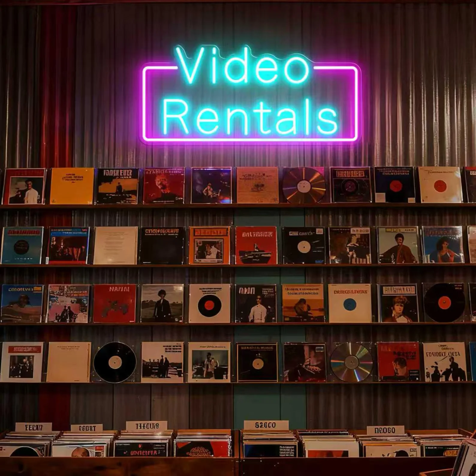 Video Rentals Neon Sign For Movie Room Wall Decor, Retro LED Neon Light Adds Classic 80s Video Store Vibes, Gift for Film Lovers