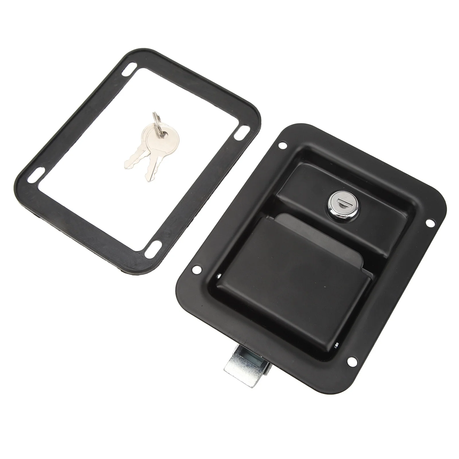 Tool Box Handle Latch with 2 Keys Flush Mount Steel Construction Heavy Duty for RVs Trucks Trailers Campers