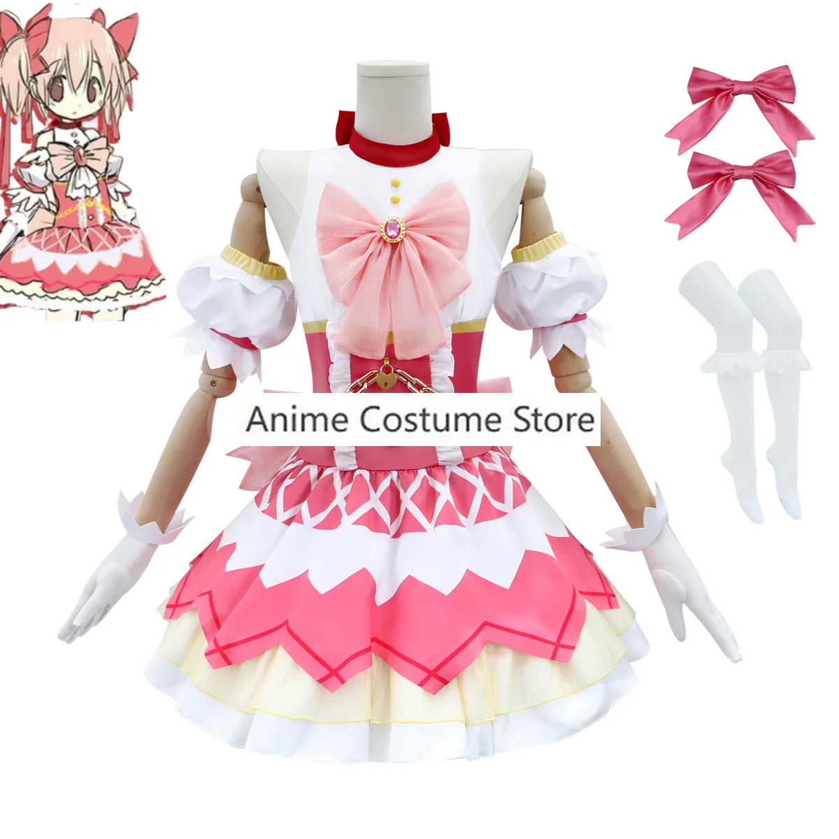 Anime Puella Magi Madoka Magica Kaname Madoka Cosplay Costume Magical Girls Ultimate Pink Dress Lolita Shoes Woman Kawaii Suit