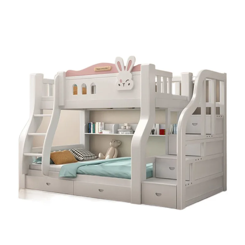 

Solid wood mother and child bed upper and lower bunk thickened and heightened multi-functional upper and lower bed