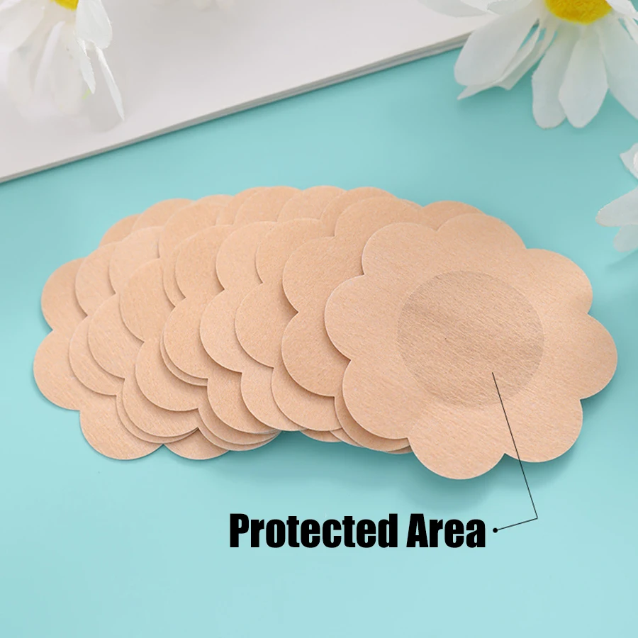 100PC Cloth Nipple Cover Teat Hide Women Disposable Nipple Pasties Piece Breast Petals Invisible Bra Padding Chest Sticker Patch