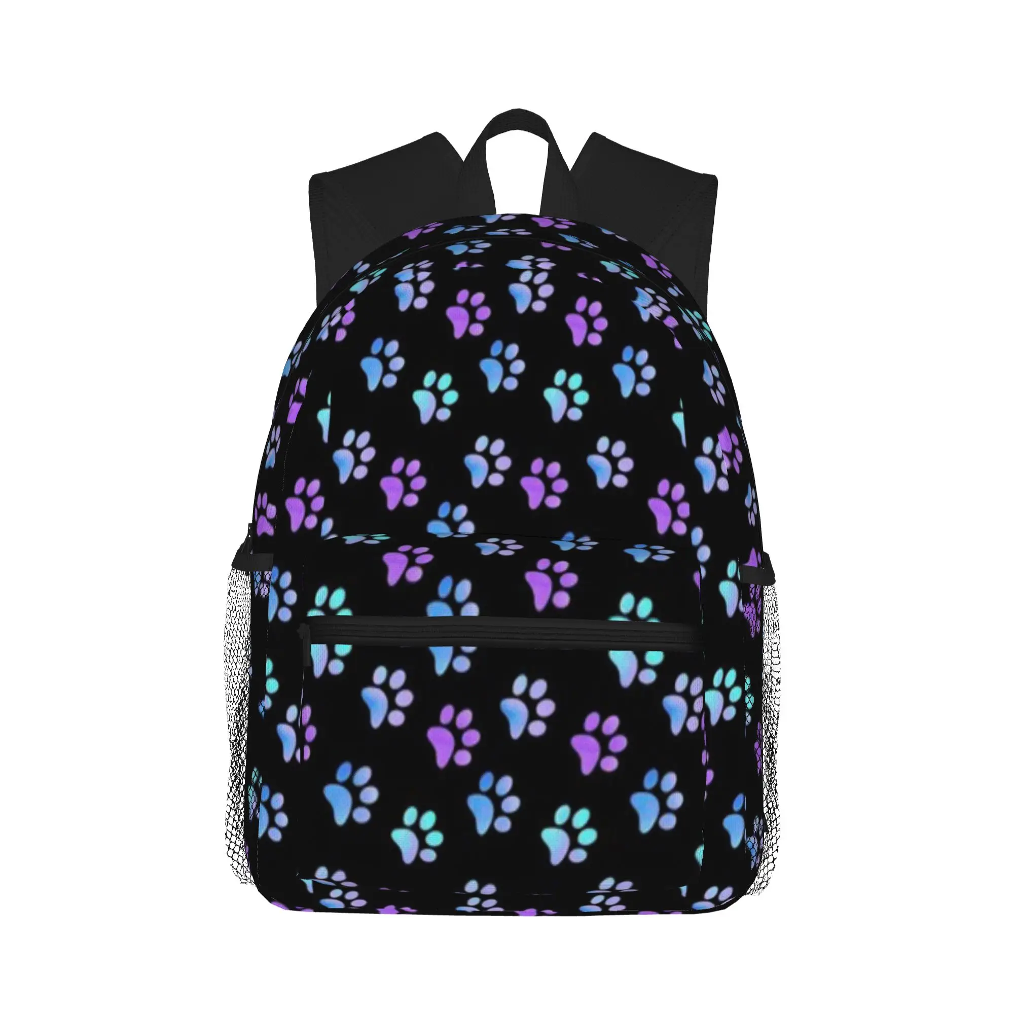 Blue Purple Galaxy Paw Prints  Casual Backpack for Students and Adults Bags