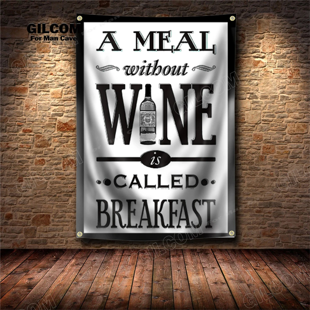 Pancarta de vino, bandera, vaso de cerveza para Happy Hour, póster artístico, cartel vintage, decoración para fiestas, coche, man cave, garaje, pub, club, bar, para colgar en la pared