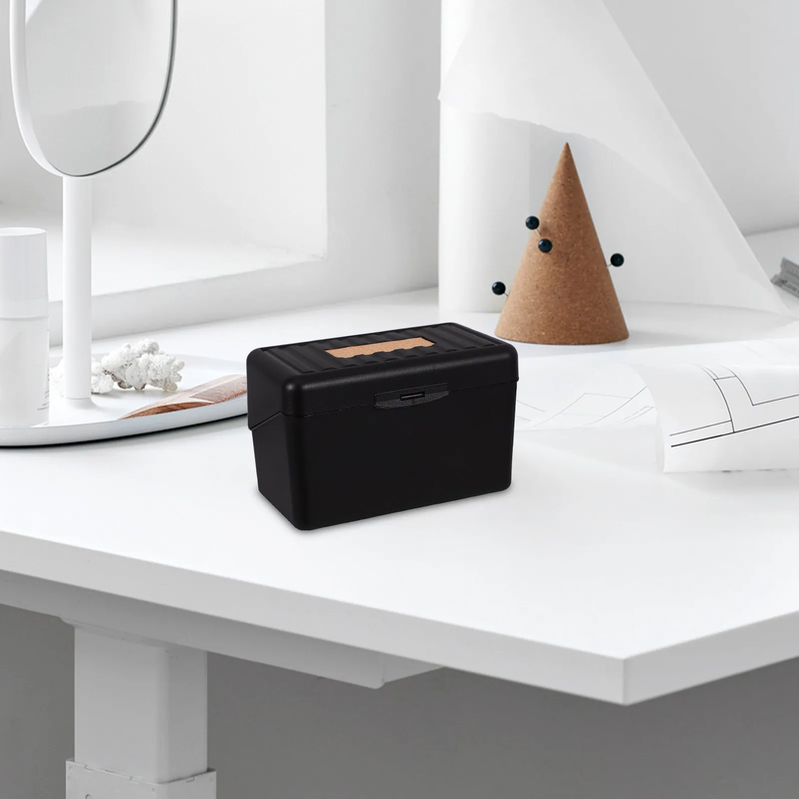Portable Index Card Storage Box Business Card Holder Desk Organizer Large Capacity Client Recording Case Office Accessories