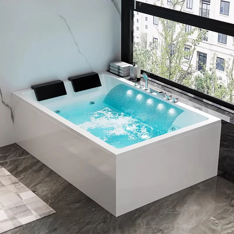 

Couple Double Water Curtain Waterfall Thermostatic Heating Jacuzzi Bath Household Independent Double Skirt Bath