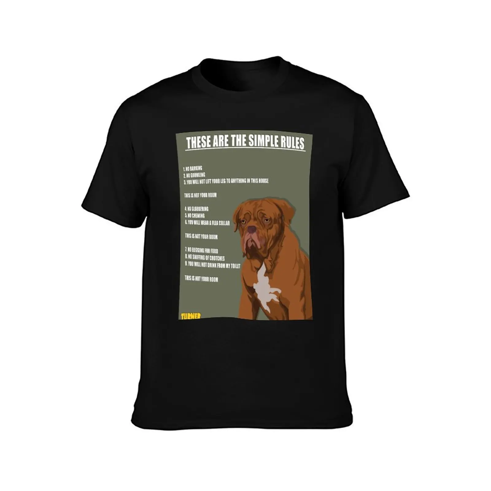 TURNER & HOOCH T-Shirt, Summer Casual Cotton Tee, Oversized Streetwear Tops, Vintage Graphic Print, Loose Fit Short Sleeve