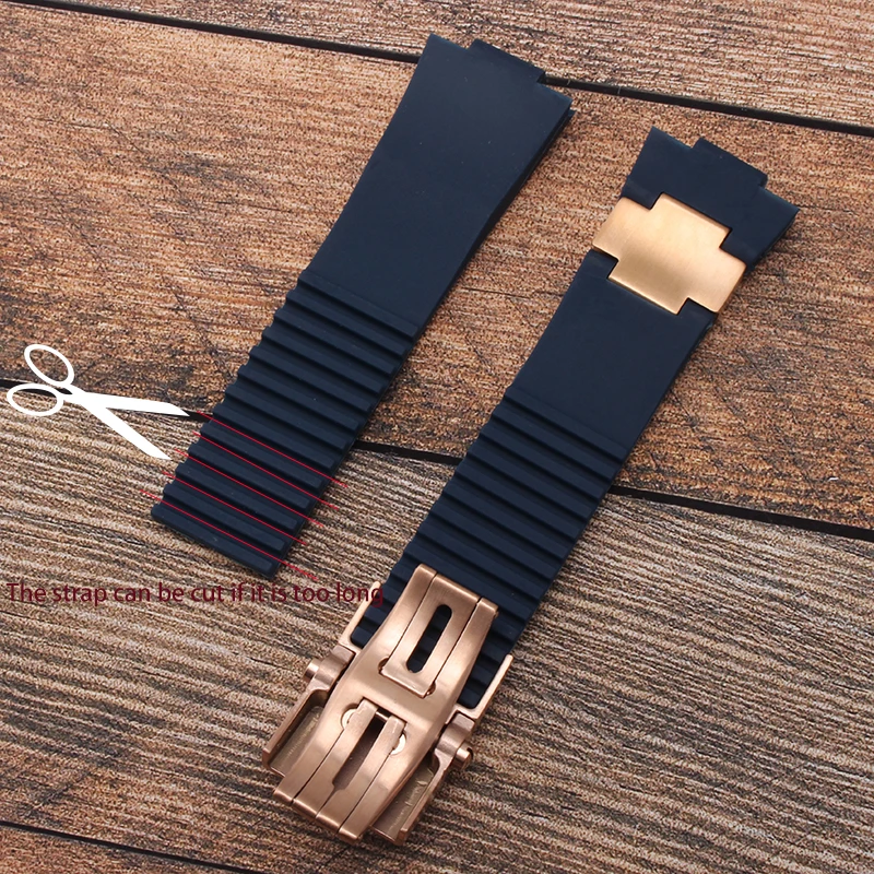 25x12 مللي متر محدب سيليكون المطاط حزام ل أوليس ناردين مارين 1183/1186/1283 أزرق أسود الغوص حزام ساعة مطاطي اكسسوارات