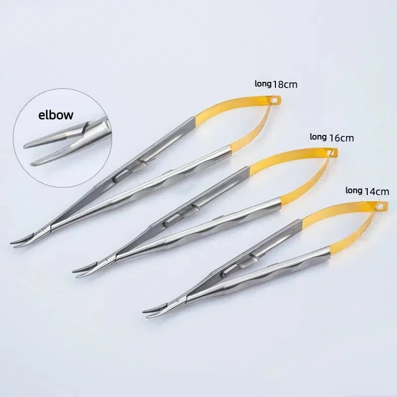 Professional 1Pc Dental Orthodontic Implant Needle Holders - 14/16/18cm Sizes (Straight/Curved Head) Dentistry Surgical Pliers