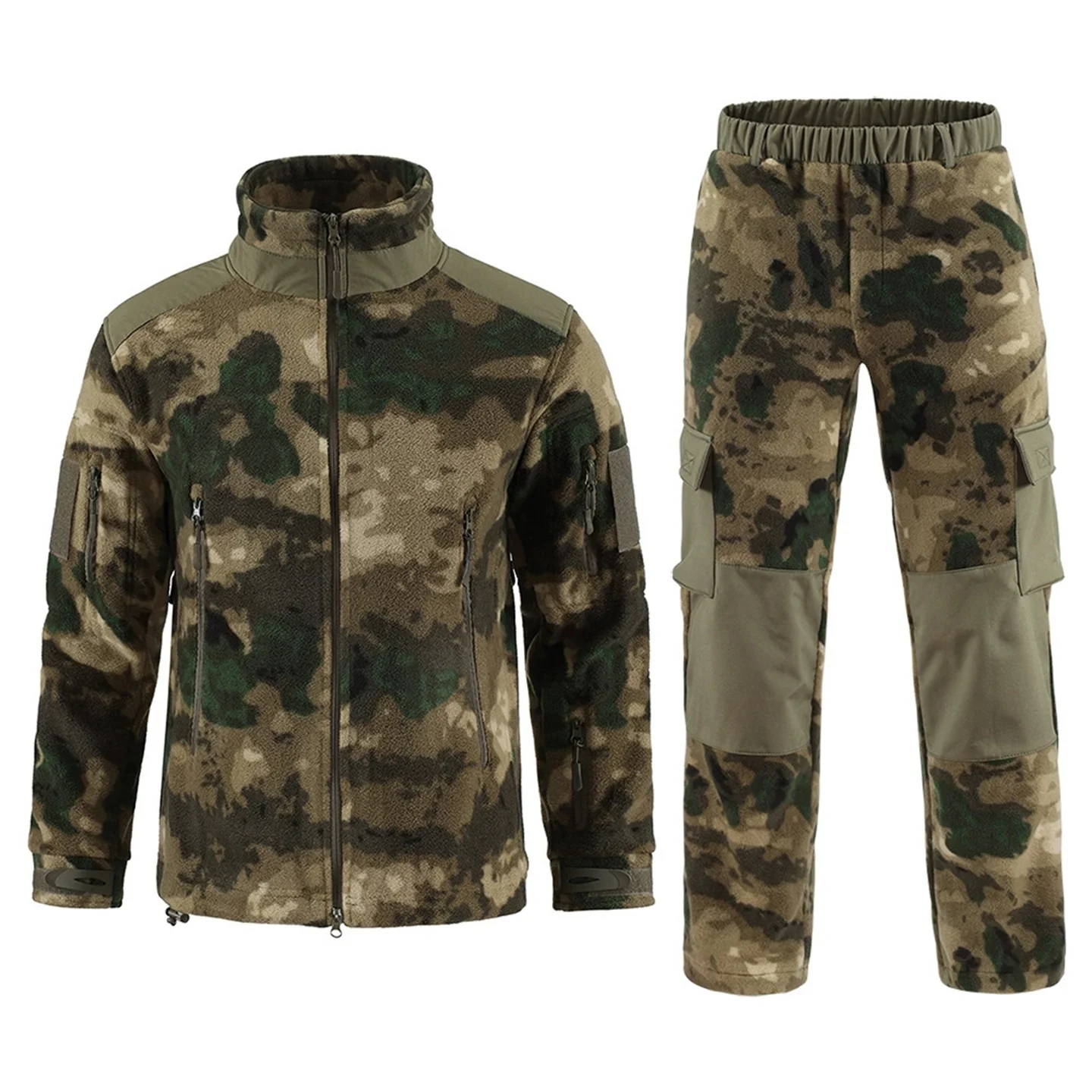 

Winter Thermal Polar Fleece Jacket And Pants 2-Pieces Set Camouflage Hunting Uniform Outdoor Men Women's Mountaineering Suit